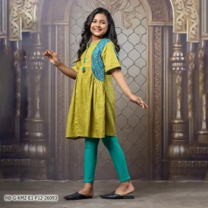 olive handwork cotton girls kamiz